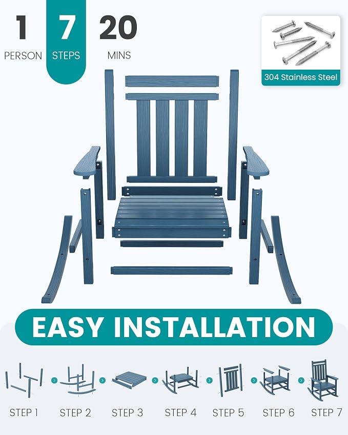 SERWALL Outdoor Rocking Chair Set of 6, Patio Rocking Chairs - Image 7