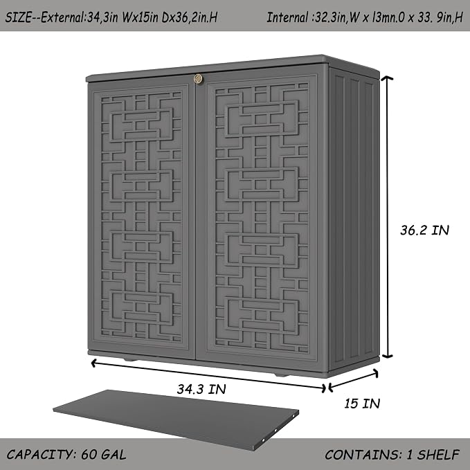 Mrosaa Storage Box Outdoor Caninet, Resin Indoor Storage Box Waterproof Outdoor - Image 4