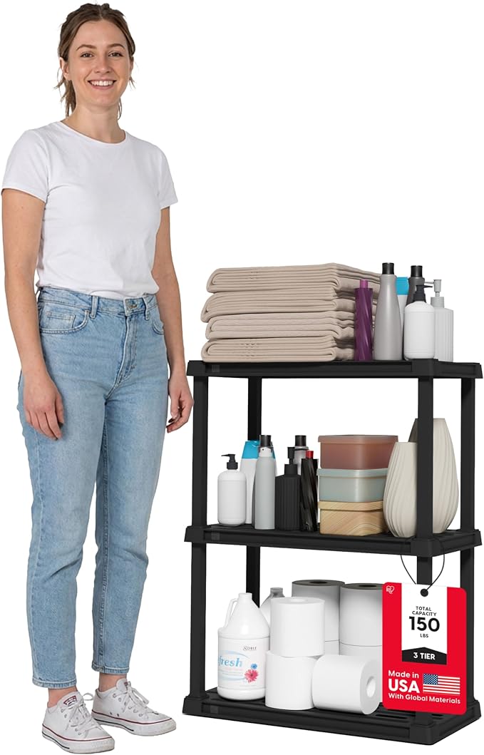 IRIS USA Plastic Storage Shelves |Made in USA| 33"H x 24"W x 12"D by IRISUSA