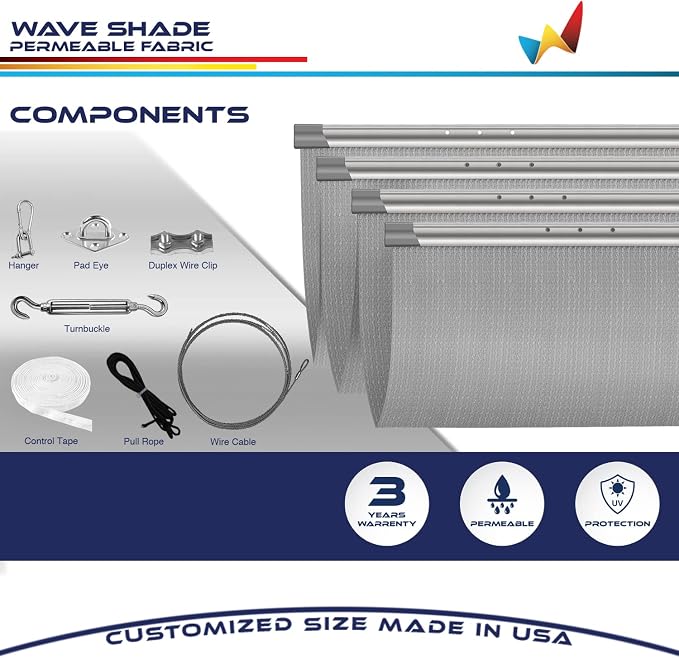 Windscreen4less 3' x 5' Retractable Sun Shade Canopy Cover Sliding Wave Shade - Image 4