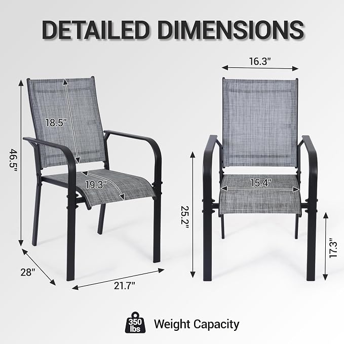 Patio Dining Chairs Set of 4, All-Weather High Back Textilene Stackable Chairs - Image 3