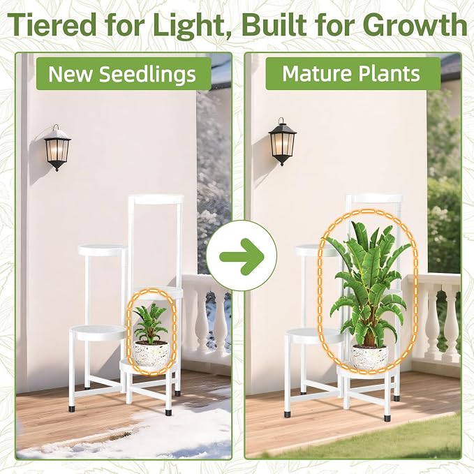iDavosic.ly Plant Stand Indoor Outdoor, 5 Tier Metal Corner Shelf, Folding - Image 7