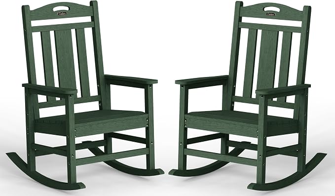 Oversized Outdoor Rocking Chairs Set of 2, 380lbs Heavy-Duty Large Patio Rocker by CIOKEA