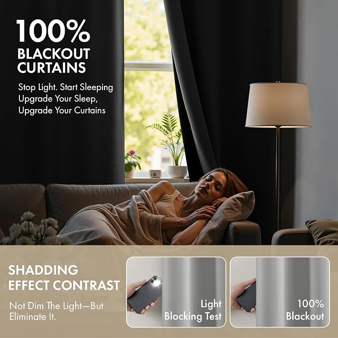 MIULEE Light Grey 96 Inch 100% Blackout Curtains - Image 2