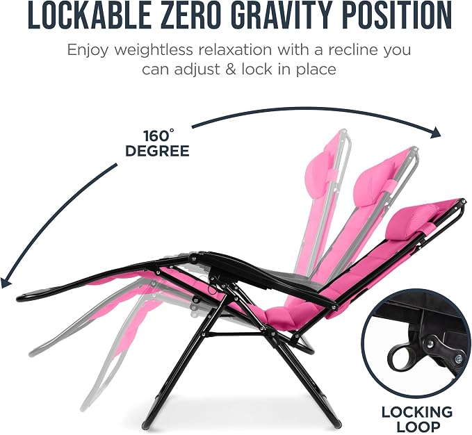 Best Choice Products Oversized Padded Zero Gravity Chair w/Canopy Headrest Cup - Image 7