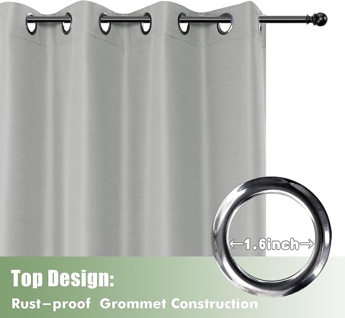 HolidayIdeas Outdoor Curtains for Patio Waterproof 6 Pcs 54x84 Inch Silver | - Image 4