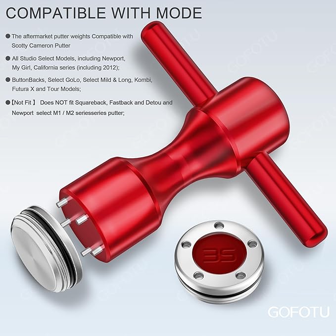 Golf Head weight 2pcs. 35g Golf Custom Weights+Red Wrench Compatible with Titleist Scotty Cameron Putters Newport (35g)