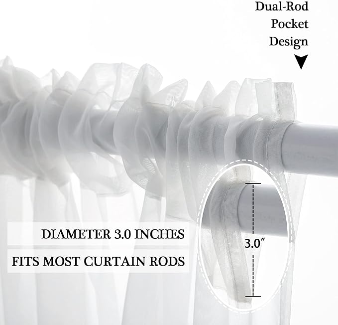 MIULEE White Waterproof Outdoor Sheer Curtains - Image 5