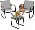 3 Pieces Patio Furniture Set, Outdoor Textilene Furniture Set, A Tempered Glass by Ahomly