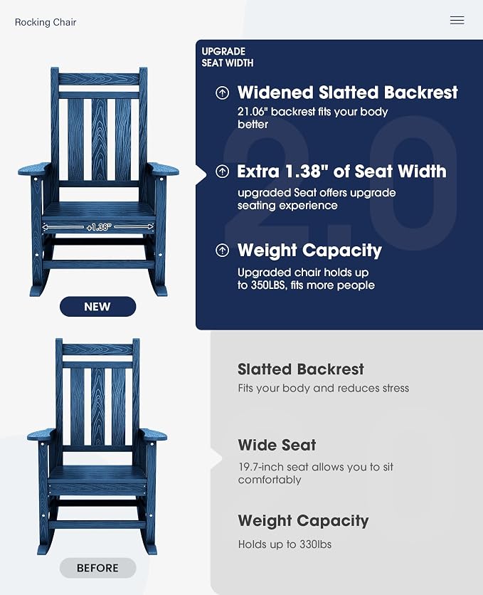Oversized Outdoor Rocking Chair, HDPE Patio Rockers - Image 7