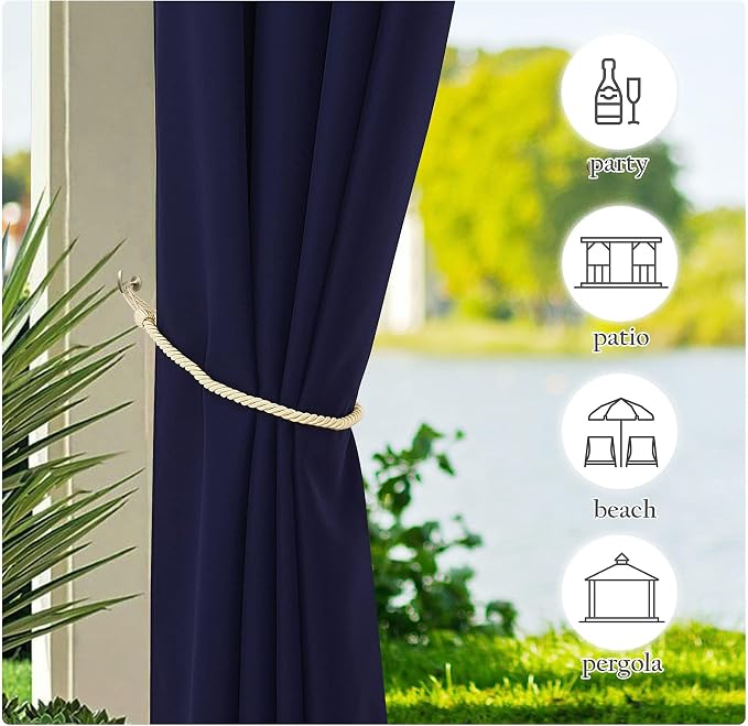 NICETOWN Canvas Outdoor Waterproof Patio Curtains, Rustproof Top and Bottom - Image 7