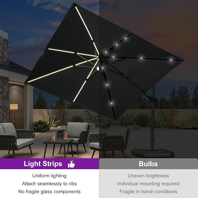 PURPLE LEAF Patio Umbrella W/Base Left-right Tilt 10FT - Image 2
