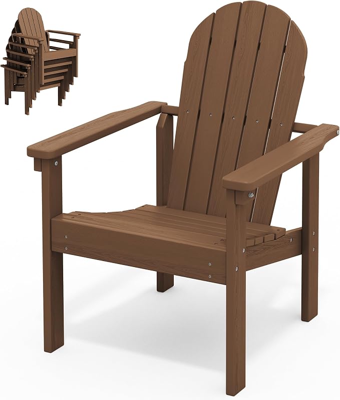 SERWALL HDPE Stackable Adirondack Chair, Space-Saving by SERWALL