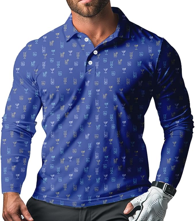 Men's Long Sleeve Golf Shirt Quick Dry 3 Button Work Fishing Outdoor Casual Collar Shirt