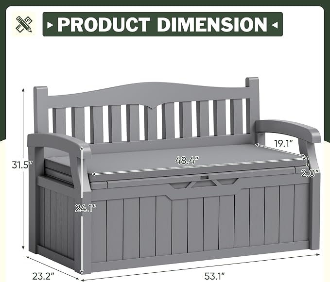 Flamaker 80 Gallon Storage Bench - Image 3