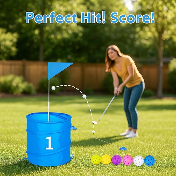 3 Holes Backyard Golf Game with 2 Clubs,Yard Game for Adult and Family,Practice,Beach,Lawn,Camping,Park