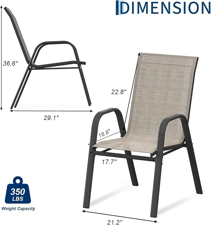 Stackable Outdoor Patio Dining Chairs Set of 4 – Heavy Duty, High Back - Image 3