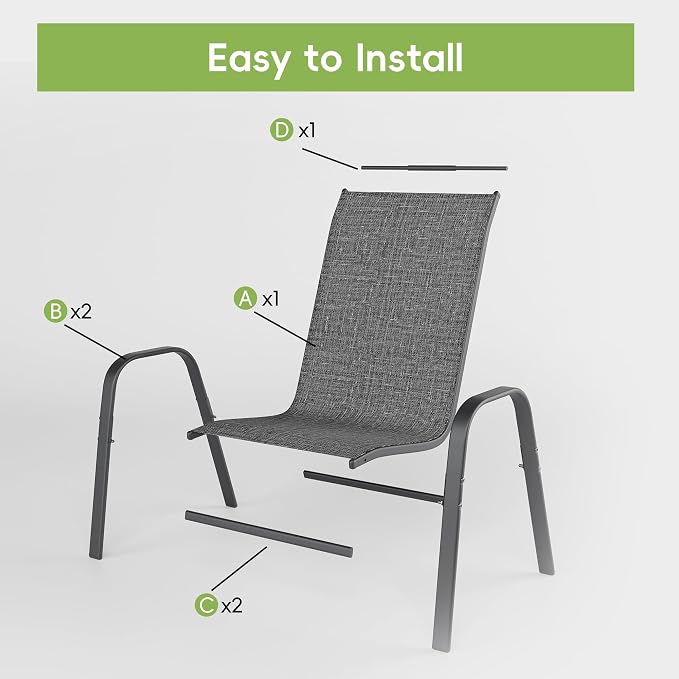 Patio Chairs Set of 2, Outdoor Dining Chairs Stackable - Image 8
