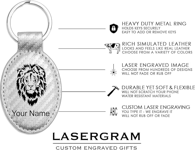LaserGram Oval Keychain, Golfer Golfing, Personalized Engraving Included (Carbon Fiber Silver)