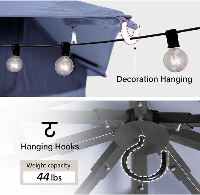 8'x8' Outdoor Gazebo, Metal Frame Heavy Duty Patio Canopy Tent Shelter - Image 4