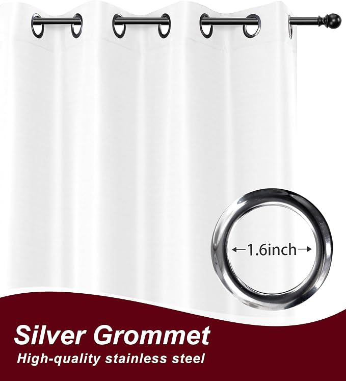 White Grommet Outdoor Curtains for Patio Waterproof 8 Pcs 54x84 In | - Image 2