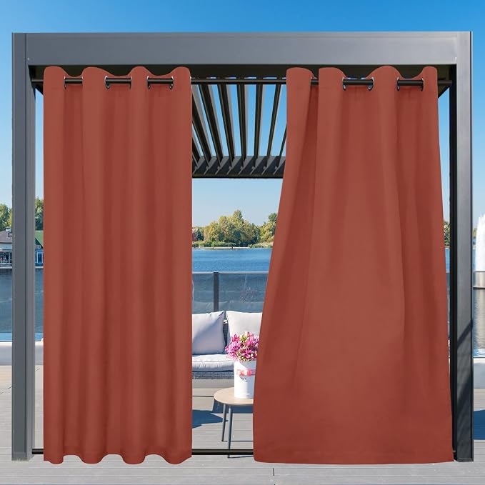 Easy-Going Outdoor Curtains for Patio 1 Panel, 54x84 inch, Terra Red | - Image 3