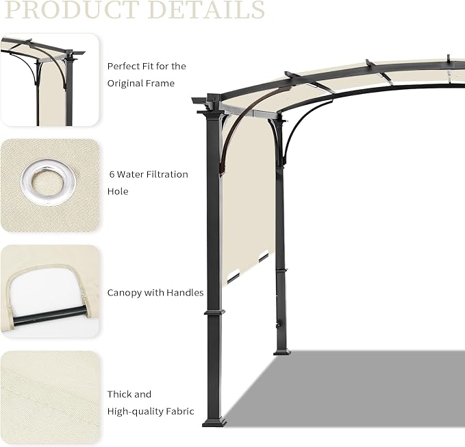 200x103 in Pergola Canopy Replacement Shade Cover Only, Compatible - Image 4