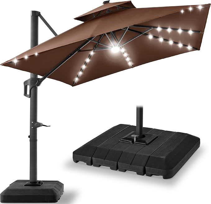 Best Choice Products 9x12ft LED Cantilever Patio Umbrella w/Base Included & by Unknown