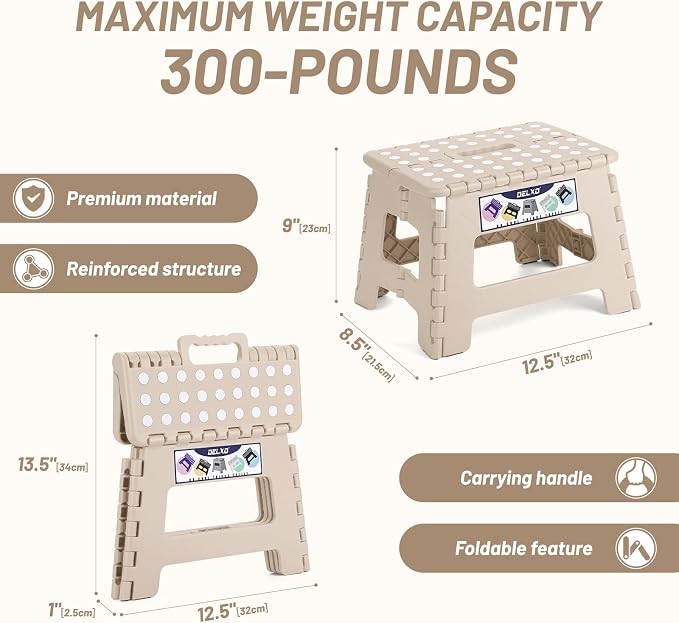Delxo 9 Inch Kids Step Stool, 300 Lbs Folding Step Stool - Image 4