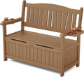 YEFU Outdoor Bench, Heavy Duty Garden Storage Bench, Weatherproof, Teak | HIPS by YEFU