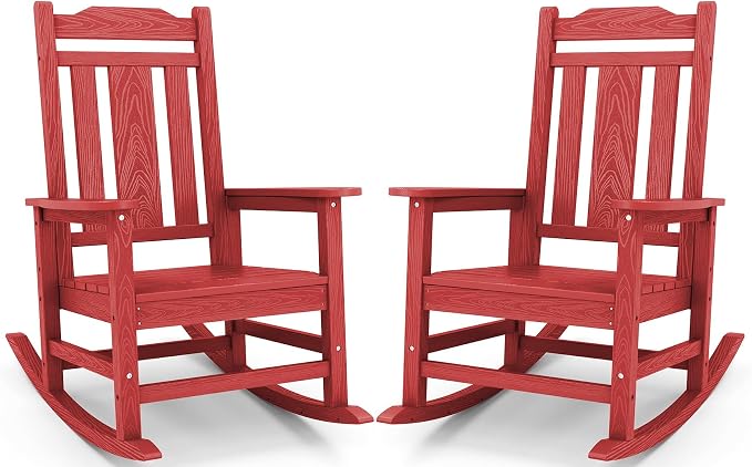SERWALL HDPE Oversized Outdoor Rocking Chairs Set of 2, Patio Rocker, All by SERWALL