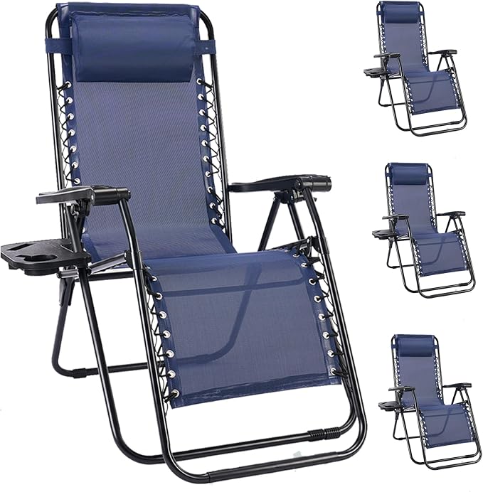 NEWBULIG Zero Gravity Chairs Set of 4, Folding Lounge Recliner Chair | Portable by NEWBULIG