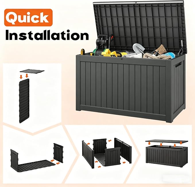 Outdoor Deck Storage Box, Resin Deck Boxes Indoor and outdoor, Waterproof - Image 6