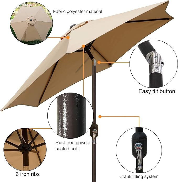 7.5 ft Patio Umbrella, Yard Umbrella, Outdoor Market Umbrella - Image 2