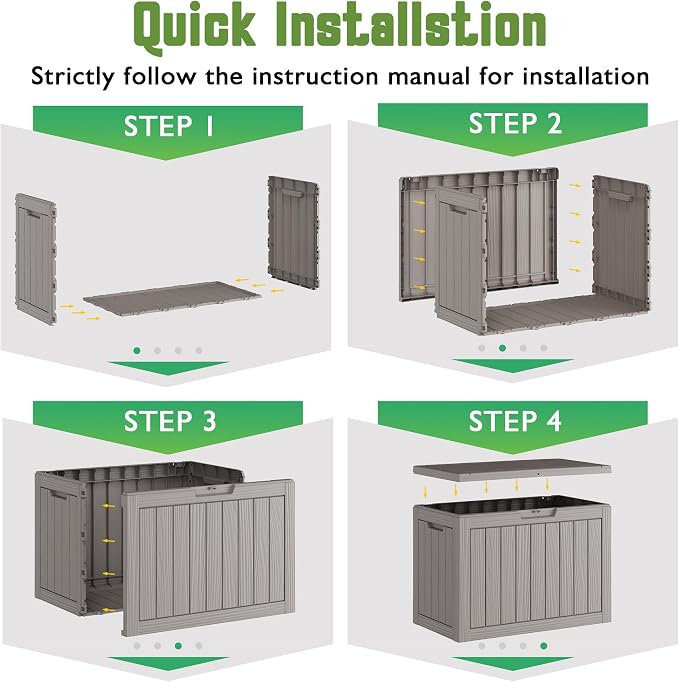 50 Gallon Outdoor Storage Box, All-Weather Resin Deck Box Outdoor Waterproof - Image 7