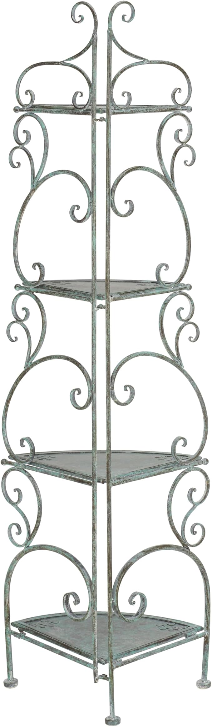 SAFAVIEH Outdoor Collection Turuca Antique Dark Green Wrought Iron 4-Tier - Image 5
