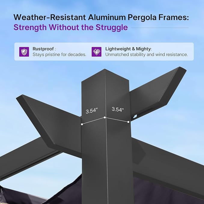 PURPLE LEAF Retractable Pergola 10' x 13' w/Double Canopy - Image 7