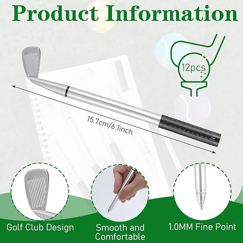 12PCS Golf Pens Golf Ballpoint Pen, Funny Golfs Club Pens Props Black Gel Ink for Students, Office, Golfs Party Favors, Desk Accessories, Tournament Gifts Bulk