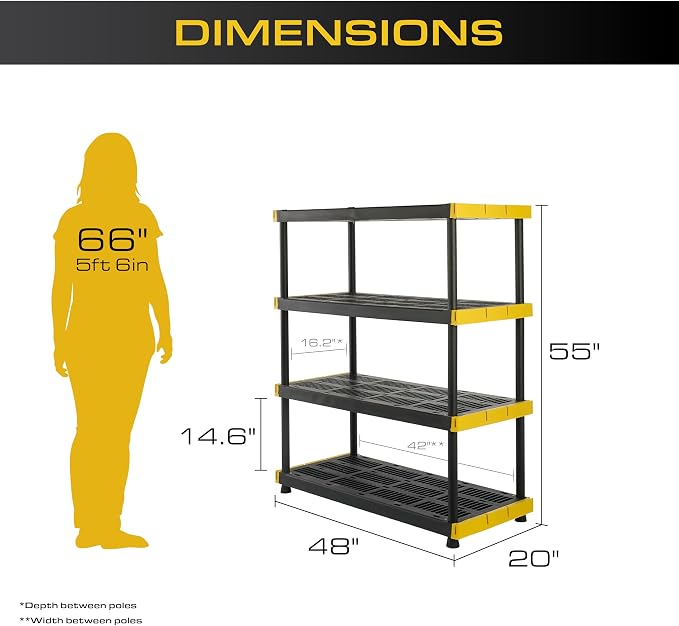 CX 4-Tier Heavy Duty Plastic Storage Shelves - Image 2