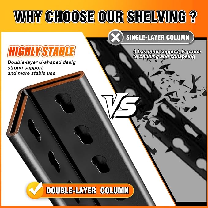 46''W Storage Shelves, Garage Shelving, Adjustable Garage Shelves, Heavy Duty - Image 4