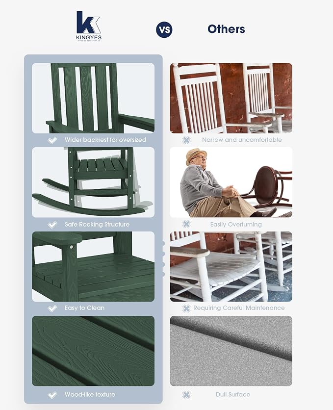 Oversized Outdoor Rocking Chair, HDPE Patio Rockers - Image 9