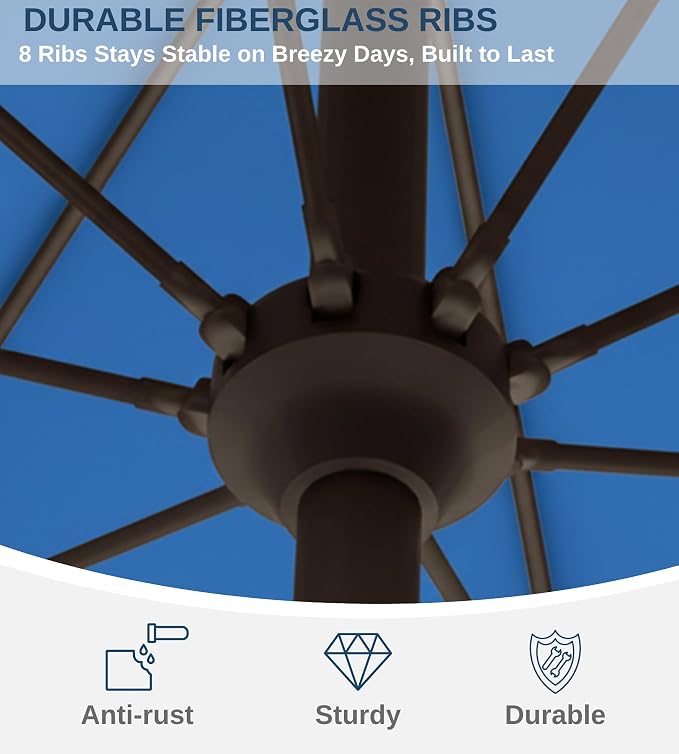 9FT Auto-Tilt Patio Umbrella|Outdoor Market Table Umbrella - Image 4