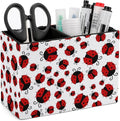 Pen Holder, Pencil Holder for Desk Organizer, Summer Red Ladybugs PU Leather Pencil Cups Desktop Stationery Storage Makeup Brush Holder Pen Organizer for Office Home