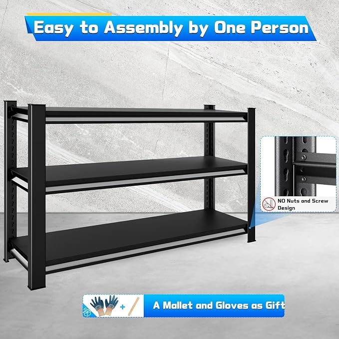 3-Tier Garage Shelving Heavy Duty，48" W Metal Shelving Unit - Image 5