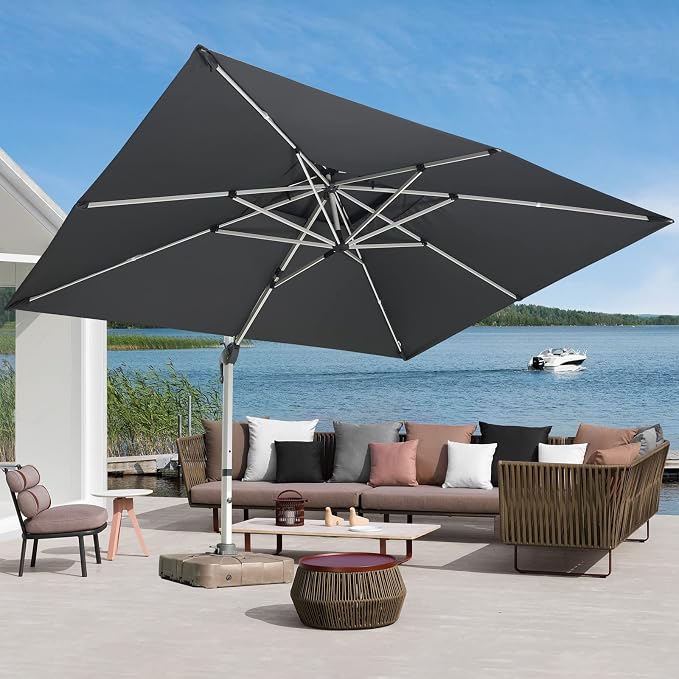 Cantilever Patio Umbrella with Cross Base and Cover Included - Image 2