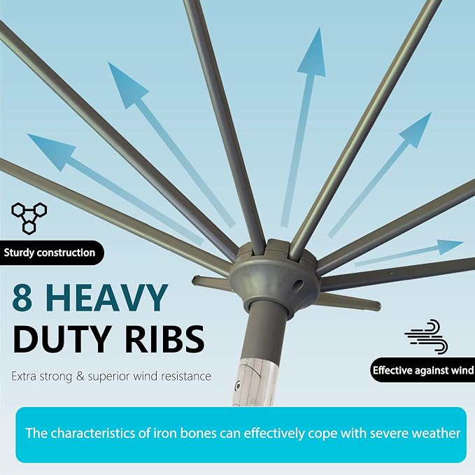 9FT Large Outdoor Patio Umbrella Market Table Umbrella-UV Resistant, Easy Push - Image 4