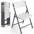 4-Pack White Folding Chairs, Mesh Plastic Seat by HomePage
