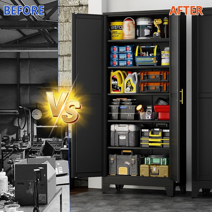 GAIOUS 75''Tall Metal Garage Storage Cabinet, File Cabinet - Image 6