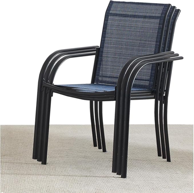 Stackable Patio Chairs Set of 2, Outdoor Dining Chairs - Image 7