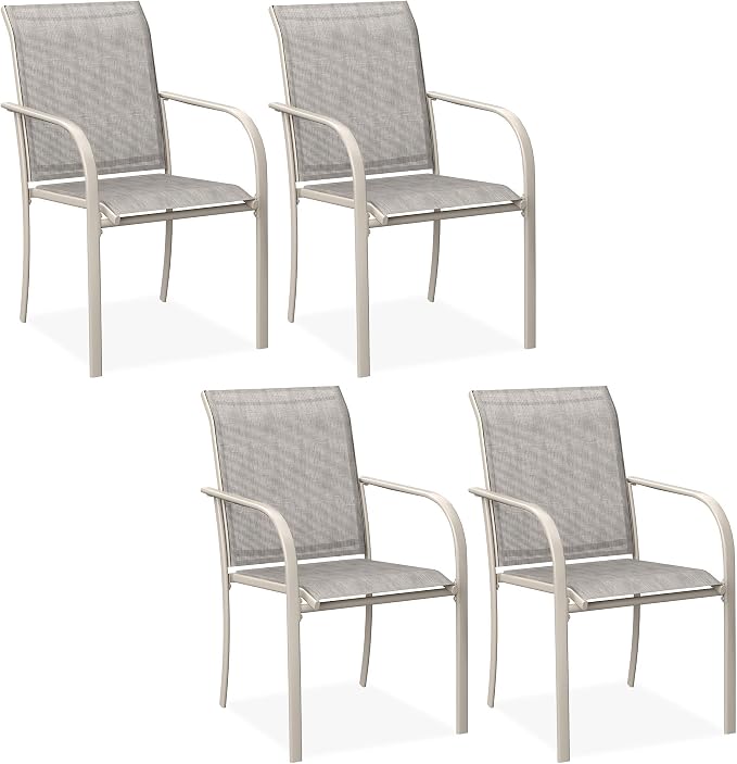 DIFY Patio Dining Chairs Set of 4, Stackable Outdoor Metal Chairs by DIFY
